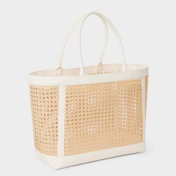 NEW Caning Tote Handbag - A New Day™ White: Structured Woven - Picture 2 of 7